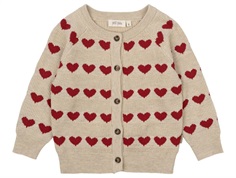 Petit Piao knitted cardigan beige with hearts